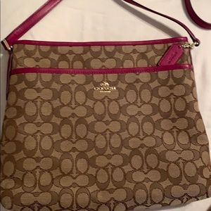 Coach file crossbody magenta & brown used